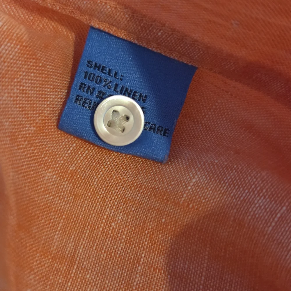 Women's J. McLaughlin Coral Rose Britt Linen Blouse, Size L - Picture 3 of 14